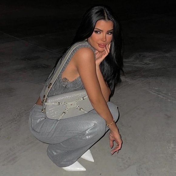 Zara Metallic Wide Leg Jeans Gray - Picture 3 of 16